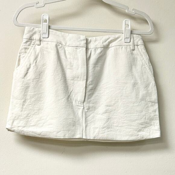 Aexae Cotton-Blend Pull On Slim Fit High Waisted Mini Skirt Cream Women's Size S - Picture 3 of 5